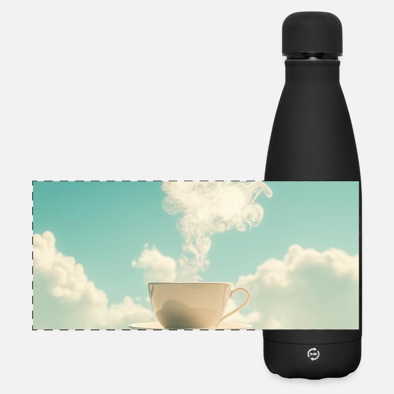 Coffee cup in the cloudy sky - Matte Panoramic Thermal Bottle 500 ml - black