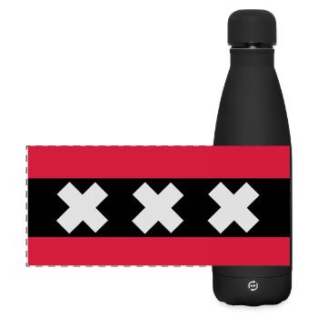 Drapeau de Amsterdam - Gourde isotherme panoramique mate 500 ml - noir - Devant