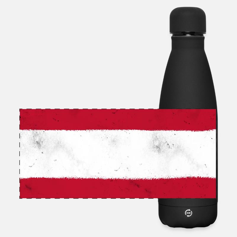 Die Flagge Österreichs – ein klassisches Nationalsymbol - Matte Panorama Isolierflasche 500 ml - Schwarz