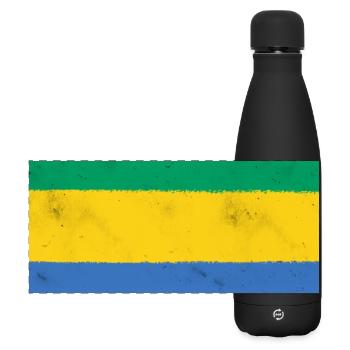 Flag of Gabon – Colors of Africa - Matte Panoramic Thermal Bottle 500 ml - black - Front