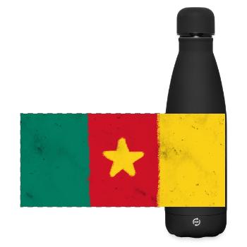 Flag of Cameroon - Matte Panoramic Thermal Bottle 500 ml - black - Front