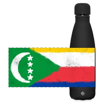 Flag of the Comoros - Matte Panoramic Thermal Bottle 500 ml - black - Front