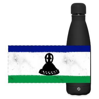 Flagge von Lesotho - Matte Panorama Isolierflasche 500 ml - Schwarz - Vorne