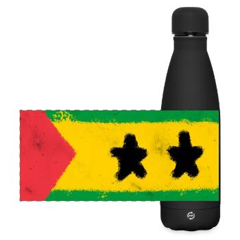 Drapeau de São Tomé-et-Príncipe - Gourde isotherme panoramique mate 500 ml - noir - Devant