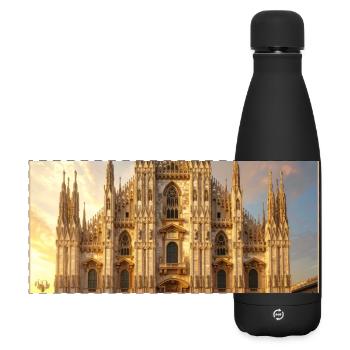 Mailand, Milano, Dom - Matte Panorama Isolierflasche 500 ml - Schwarz - Vorne