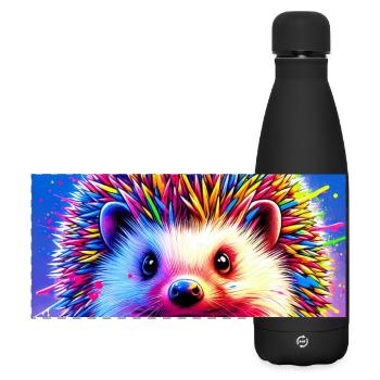 Igel - Matte Panorama Isolierflasche 500 ml - Schwarz - Vorne
