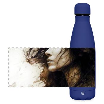 Portrait Woman 01 - Matte Panoramic Thermal Bottle 500 ml - dark blue  - Front