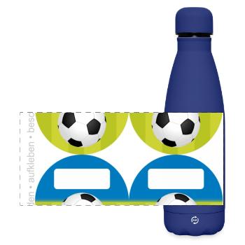 Stickers Ecole Rond - Football Bleu Vert - 4 - Gourde isotherme panoramique mate 500 ml - bleu foncé  - Devant