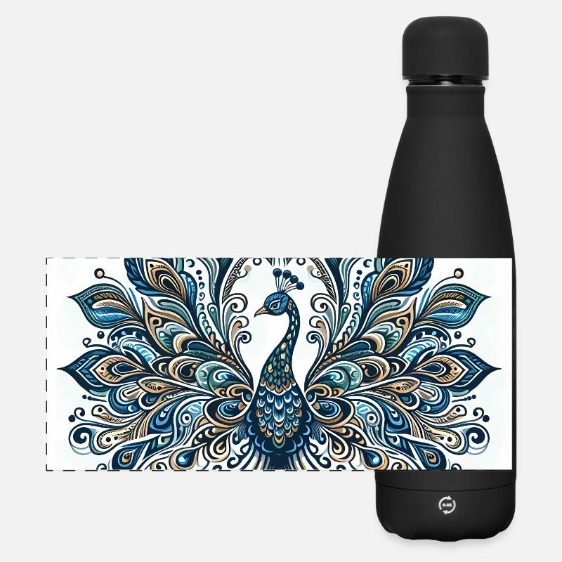 Peacock - Matte Panoramic Thermal Bottle 500 ml - black