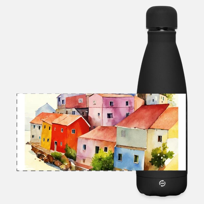 Optical Illusion - Abstract Art - Matte Panoramic Thermal Bottle 500 ml - black