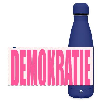FÜR DEMOKRATIE WERTE - Matte Panorama Isolierflasche 500 ml - Dunkelblau  - Vorne