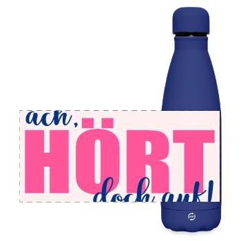 AUFHÖREN SPRÜCHE - Matte Panorama Isolierflasche 500 ml - Dunkelblau  - Vorne