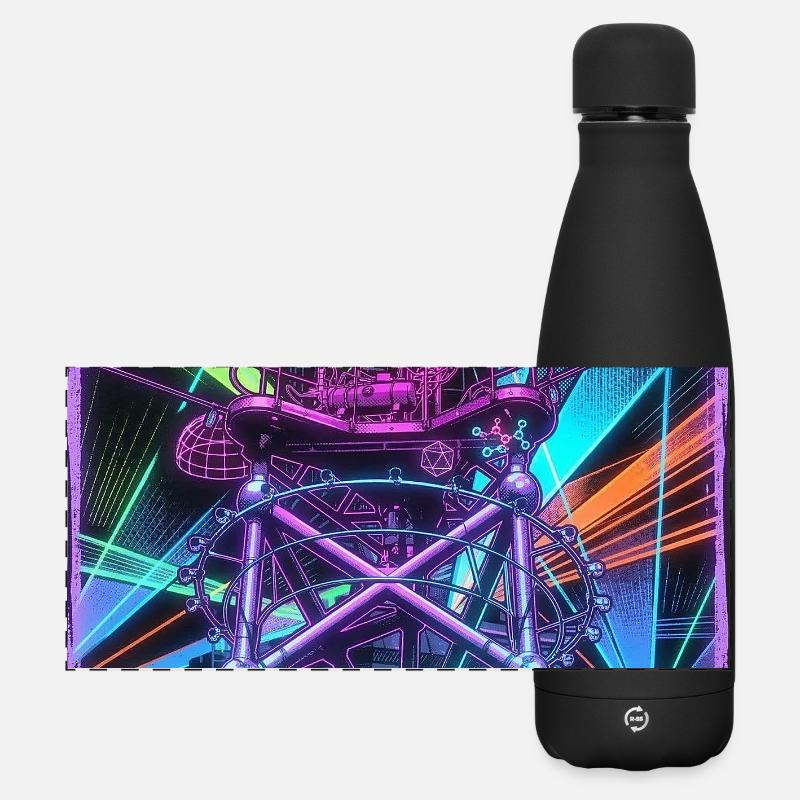 Retro Rave Electro - Matte Panoramic Thermal Bottle 500 ml - black