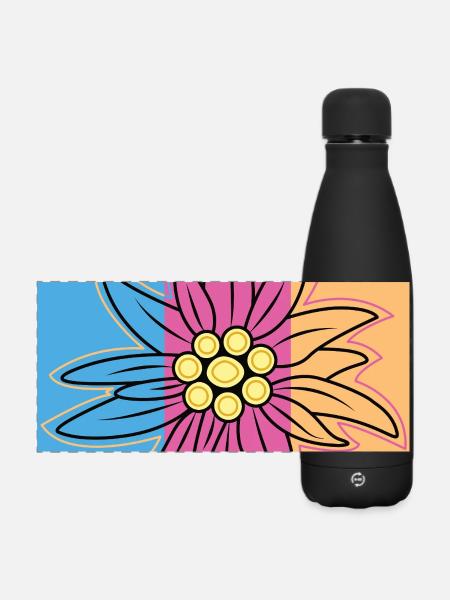 Edelweiß. - Matte Panorama Isolierflasche 500 ml - Schwarz