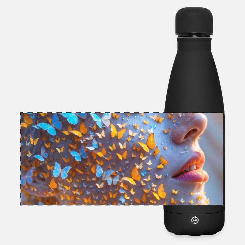 Butterfly Face Art - Matte Panoramic Thermal Bottle 500 ml - black