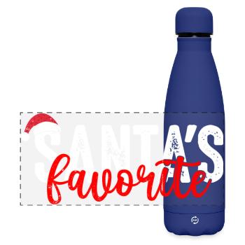 Le favori du Père Noël - Gourde isotherme panoramique mate 500 ml - bleu foncé  - Devant