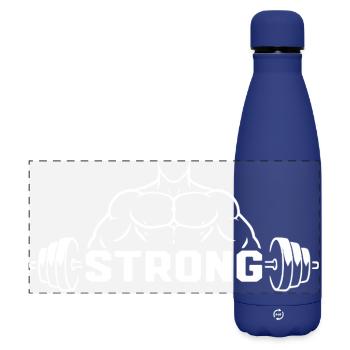 Strong Fitness Muskel Gym Hantel Design - Matte Panorama Isolierflasche 500 ml - Dunkelblau  - Vorne