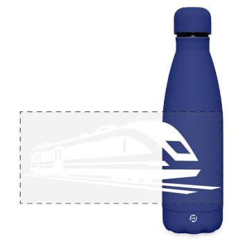 Train Drawing - Matte Panoramic Thermal Bottle 500 ml - dark blue  - Front