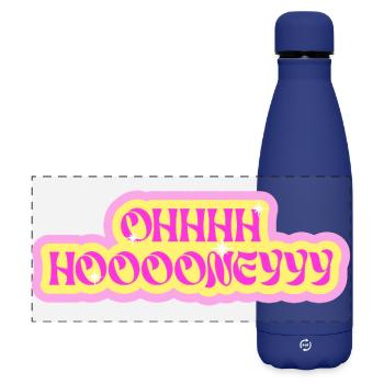 Ohhh hoooneyyy "Oh Honey" Neon Bubble Typography - Matte Panoramic Thermal Bottle 500 ml - dark blue  - Front
