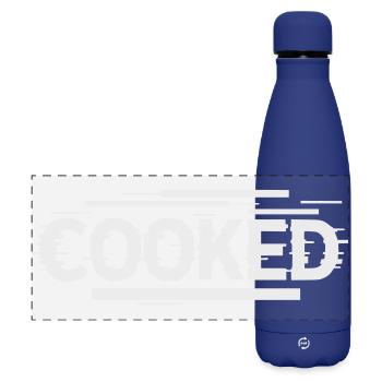 Cooked  - Selbstironische Schrift - Matte Panorama Isolierflasche 500 ml - Dunkelblau  - Vorne