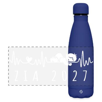 Zia 2027 Battito Cardiaco Annuncio Gravidanza - Gourde isotherme panoramique mate 500 ml - bleu foncé  - Devant