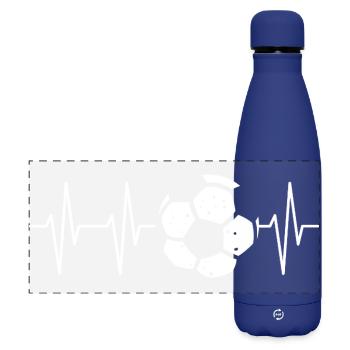 Soccer Heartbeat Line Design - Matte Panoramic Thermal Bottle 500 ml - dark blue  - Front