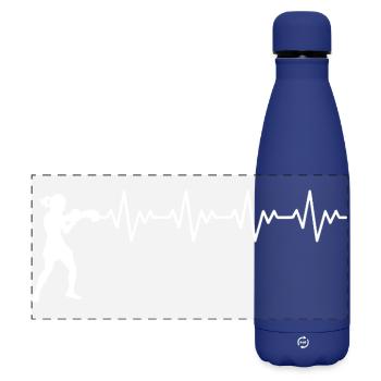 Boxerin Boxen EKG Herzschlag Herzfrequenz - Matte Panorama Isolierflasche 500 ml - Dunkelblau  - Vorne