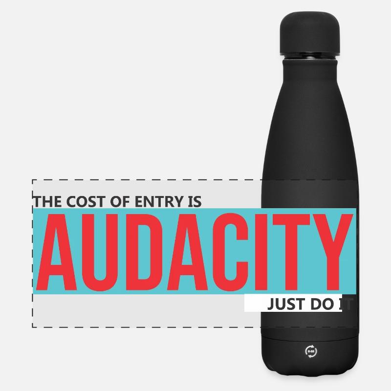 Audacity: Strong red on turquoise - Matte Panoramic Thermal Bottle 500 ml - black