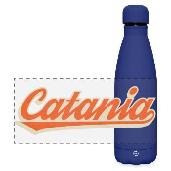 Catania Retro Lettering in Orange - Matte Panoramic Thermal Bottle 500 ml - dark blue  - Front