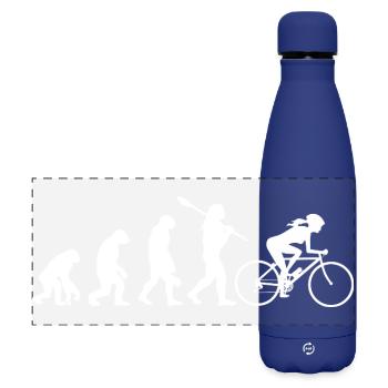 Evolution der weiblichen Silhouette der weiblichen Silhouette der Frau beim Radfahren - Matte Panorama Isolierflasche 500 ml - Dunkelblau  - Vorne