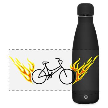 Fahrrad Mit Flammen - Matte Panoramic Thermal Bottle 500 ml - black - Front