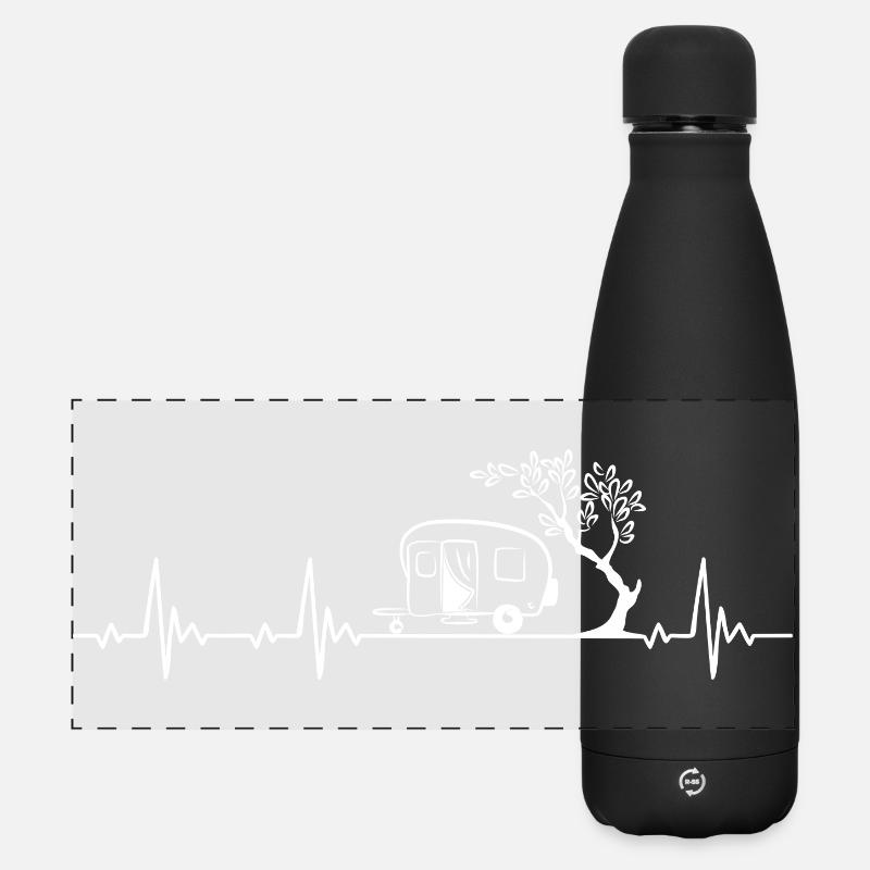 Caravan Camping Heartbeat for nature lovers - Matte Panoramic Thermal Bottle 500 ml - black