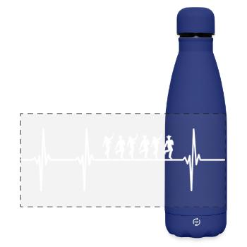 Linedance - Herzschlag - Matte Panorama Isolierflasche 500 ml - Dunkelblau  - Vorne