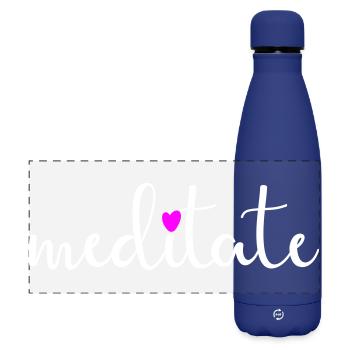 Meditate Yoga Meditation Heart Handwriting Namaste - Matte Panoramic Thermal Bottle 500 ml - dark blue  - Front