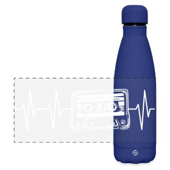Cassette heartbeat music - retro vibes - Gourde isotherme panoramique mate 500 ml - bleu foncé  - Devant