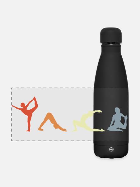 Yogini Stellungen - Matte Panorama Isolierflasche 500 ml - Schwarz