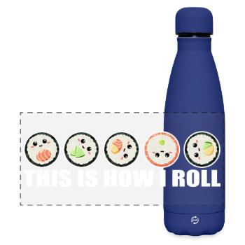 Sushi - Matte Panoramic Thermal Bottle 500 ml - dark blue  - Front