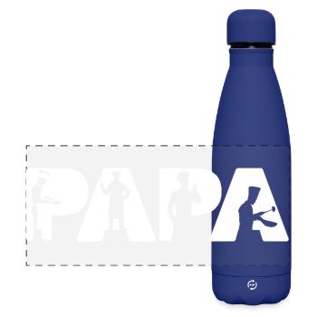 Papa Cook Chef Silhouette Proud Fatherhood - Matte Panoramic Thermal Bottle 500 ml - dark blue  - Front