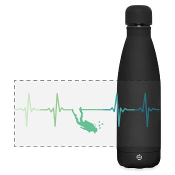 Herzschlagtaucher Taucher - Matte Panorama Isolierflasche 500 ml - Schwarz - Vorne