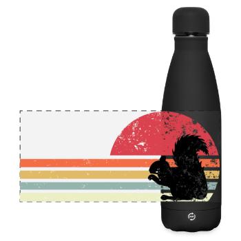 retro squirrel - Matte Panoramic Thermal Bottle 500 ml - black - Front