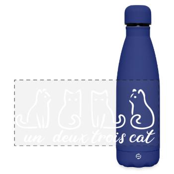 Cat Un Deux Trois Français drôle - Gourde isotherme panoramique mate 500 ml - bleu foncé  - Devant