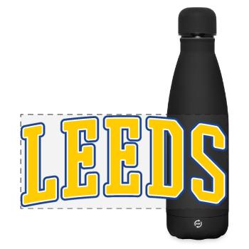 Leeds College Schriftzug - Matte Panorama Isolierflasche 500 ml - Schwarz - Vorne