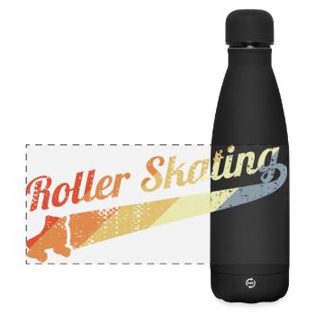 Vintage Rollschuhlaufen - Matte Panorama Isolierflasche 500 ml - Schwarz - Vorne