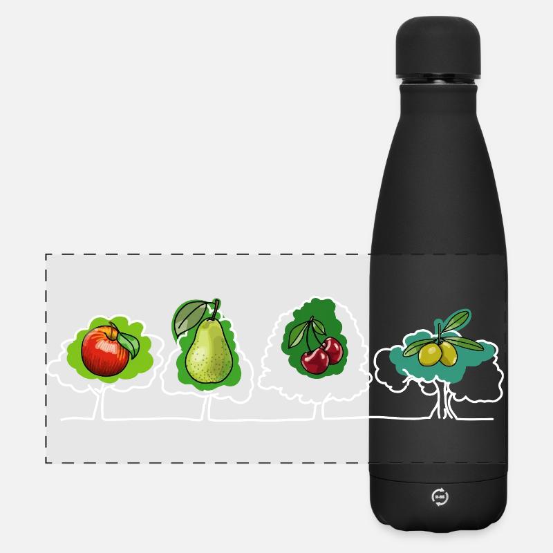 Obst und Früchte - Matte Panorama Isolierflasche 500 ml - Schwarz