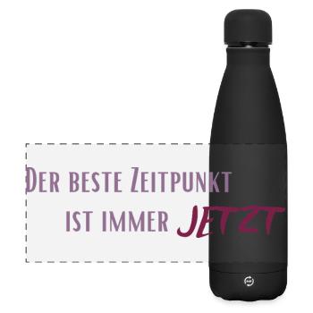 Der beste Zeitpunkt ist immer Jetzt - Matte Panorama Isolierflasche 500 ml - Schwarz - Vorne