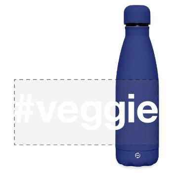 VEGGIE Vegetarian Vegetarisch Hashtag - Matte Panorama Isolierflasche 500 ml - Dunkelblau  - Vorne