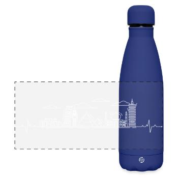Heartbeat skyline landmarks - Matte Panoramic Thermal Bottle 500 ml - dark blue  - Front
