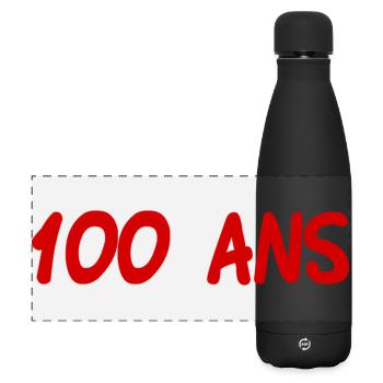 100. 100 YEARS. 100th ANNIVERSARY. BIRTHDAY 100 - Matte Panoramic Thermal Bottle 500 ml - black - Front