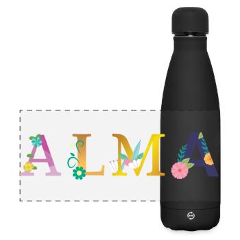 ALMA Name mit Blumen geschmückt - Matte Panorama Isolierflasche 500 ml - Schwarz - Vorne