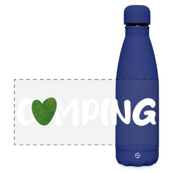 Camping Herz Rasen Gras Wiese Quote Wohnmobil Fan - Matte Panorama Isolierflasche 500 ml - Dunkelblau  - Vorne